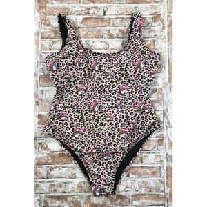 WOMEN'S Bucee's One Piece Swimsuit Leopard Print Beaver Womens SZ SM SWIM BEACH